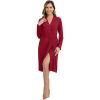 imageWiWi Womens Robe Long Sleeve Bathrobe with Pockets Soft Kimono Spa Lightweight Robes Bamboo Viscose Loungewear SXXLWine Red