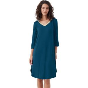 imageWiWi Womens Viscose from Bamboo Nightgowns 34 Sleeves Nightshirts Full Length Soft Knit Sleep Shirts SXXLBpeacock Blue