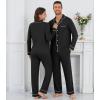 imageWiWi Couples Pajamas Set Women ampamp Men Long Sleeve 2 Piece Pj Sets Viscose from Bamboo Button Down Sleepwear SXXLBlack