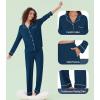 imageWiWi Couples Pajamas Set Women ampamp Men Long Sleeve 2 Piece Pj Sets Viscose from Bamboo Button Down Sleepwear SXXLInk Blue
