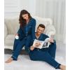 imageWiWi Couples Pajamas Set Women ampamp Men Long Sleeve 2 Piece Pj Sets Viscose from Bamboo Button Down Sleepwear SXXLInk Blue