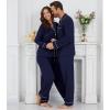 imageWiWi Couples Pajamas Set Women ampamp Men Long Sleeve 2 Piece Pj Sets Viscose from Bamboo Button Down Sleepwear SXXLNavy