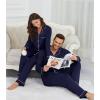 imageWiWi Couples Pajamas Set Women ampamp Men Long Sleeve 2 Piece Pj Sets Viscose from Bamboo Button Down Sleepwear SXXLNavy