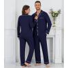 imageWiWi Couples Pajamas Set Women ampamp Men Long Sleeve 2 Piece Pj Sets Viscose from Bamboo Button Down Sleepwear SXXLNavy
