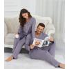 imageWiWi Couples Pajamas Set Women ampamp Men Long Sleeve 2 Piece Pj Sets Viscose from Bamboo Button Down Sleepwear SXXLPurplish Grey