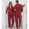 imageWiWi Couples Pajamas Set Women ampamp Men Long Sleeve 2 Piece Pj Sets Viscose from Bamboo Button Down Sleepwear SXXLRed Buffalo Plaid