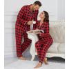 imageWiWi Couples Pajamas Set Women ampamp Men Long Sleeve 2 Piece Pj Sets Viscose from Bamboo Button Down Sleepwear SXXLRed Buffalo Plaid