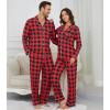 imageWiWi Couples Pajamas Set Women ampamp Men Long Sleeve 2 Piece Pj Sets Viscose from Bamboo Button Down Sleepwear SXXLRed Buffalo Plaid