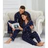 imageWiWi Couples Pajamas Set Women ampamp Men Long Sleeve 2 Piece Pj Sets Viscose from Bamboo Button Down Sleepwear SXXLSkiing on Navy
