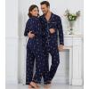 imageWiWi Couples Pajamas Set Women ampamp Men Long Sleeve 2 Piece Pj Sets Viscose from Bamboo Button Down Sleepwear SXXLSkiing on Navy