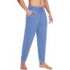imageWiWi Mens Bamboo Viscose Pajama Jogger Pants 1 or 2 Pack Open Fly Lounge Bottoms Sleep Long Pj Joggers Sweatpant SXXLAfog Blue