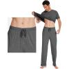 imageWiWi Mens Viscose from Bamboo Pajama Set Short Sleeve Pajamas Sets with Pants Sleepwear Soft Lightweight Lounge Pj SXXLDark Heather Grey