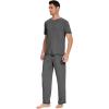 imageWiWi Mens Viscose from Bamboo Pajama Set Short Sleeve Pajamas Sets with Pants Sleepwear Soft Lightweight Lounge Pj SXXLDark Heather Grey