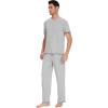 imageWiWi Mens Viscose from Bamboo Pajama Set Short Sleeve Pajamas Sets with Pants Sleepwear Soft Lightweight Lounge Pj SXXLLight Heather Grey