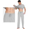 imageWiWi Mens Viscose from Bamboo Pajama Set Short Sleeve Pajamas Sets with Pants Sleepwear Soft Lightweight Lounge Pj SXXLLight Heather Grey