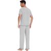 imageWiWi Mens Viscose from Bamboo Pajama Set Short Sleeve Pajamas Sets with Pants Sleepwear Soft Lightweight Lounge Pj SXXLLight Heather Grey