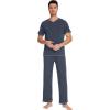 imageWiWi Mens Viscose from Bamboo Pajama Set Short Sleeve Pajamas Sets with Pants Sleepwear Soft Lightweight Lounge Pj SXXLMidnight Blue
