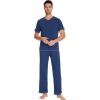 imageWiWi Mens Viscose from Bamboo Pajama Set Short Sleeve Pajamas Sets with Pants Sleepwear Soft Lightweight Lounge Pj SXXLNautical Blue
