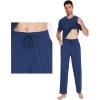 imageWiWi Mens Viscose from Bamboo Pajama Set Short Sleeve Pajamas Sets with Pants Sleepwear Soft Lightweight Lounge Pj SXXLNautical Blue