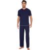 imageWiWi Mens Viscose from Bamboo Pajama Set Short Sleeve Pajamas Sets with Pants Sleepwear Soft Lightweight Lounge Pj SXXLNavy