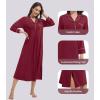 imageWiWi Nightgowns for Women Soft Sleepwear Long Sleeve Nightshirts Pajamas Gown Viscose from Bamboo Pjs SXXLBwine