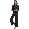 imageWiWi Pajama Set for Women Viscose from Bamboo Long Sleeve Top with Pants Soft Sleepwear 2 Piece Pjs Sets Loungewear SXXLBlack