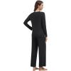 imageWiWi Pajama Set for Women Viscose from Bamboo Long Sleeve Top with Pants Soft Sleepwear 2 Piece Pjs Sets Loungewear SXXLBlack