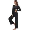 imageWiWi Pajama Set for Women Viscose from Bamboo Long Sleeve Top with Pants Soft Sleepwear 2 Piece Pjs Sets Loungewear SXXLBlack