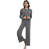 imageWiWi Pajama Set for Women Viscose from Bamboo Long Sleeve Top with Pants Soft Sleepwear 2 Piece Pjs Sets Loungewear SXXLCharcoal