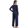 imageWiWi Pajama Set for Women Viscose from Bamboo Long Sleeve Top with Pants Soft Sleepwear 2 Piece Pjs Sets Loungewear SXXLNavy