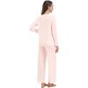 imageWiWi Pajama Set for Women Viscose from Bamboo Long Sleeve Top with Pants Soft Sleepwear 2 Piece Pjs Sets Loungewear SXXLPink