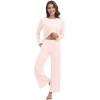 imageWiWi Pajama Set for Women Viscose from Bamboo Long Sleeve Top with Pants Soft Sleepwear 2 Piece Pjs Sets Loungewear SXXLPink