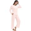 imageWiWi Pajama Set for Women Viscose from Bamboo Long Sleeve Top with Pants Soft Sleepwear 2 Piece Pjs Sets Loungewear SXXLPink