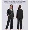 imageWiWi Womens Pajama Set Button Down Sleepwear Soft Bamboo Viscose Loungewear with Pockets 2 Piece PJ Sleepwear SXXLBblack