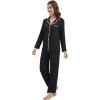 imageWiWi Womens Pajama Set Button Down Sleepwear Soft Bamboo Viscose Loungewear with Pockets 2 Piece PJ Sleepwear SXXLBblack