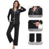 imageWiWi Womens Pajama Set Button Down Sleepwear Soft Bamboo Viscose Loungewear with Pockets 2 Piece PJ Sleepwear SXXLBblack