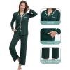 imageWiWi Womens Pajama Set Button Down Sleepwear Soft Bamboo Viscose Loungewear with Pockets 2 Piece PJ Sleepwear SXXLBblackish Green