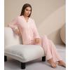 imageWiWi Womens Pajama Set Button Down Sleepwear Soft Bamboo Viscose Loungewear with Pockets 2 Piece PJ Sleepwear SXXLBcream Pink