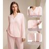imageWiWi Womens Pajama Set Button Down Sleepwear Soft Bamboo Viscose Loungewear with Pockets 2 Piece PJ Sleepwear SXXLBcream Pink