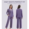 imageWiWi Womens Pajama Set Button Down Sleepwear Soft Bamboo Viscose Loungewear with Pockets 2 Piece PJ Sleepwear SXXLBlavender