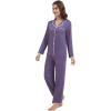 imageWiWi Womens Pajama Set Button Down Sleepwear Soft Bamboo Viscose Loungewear with Pockets 2 Piece PJ Sleepwear SXXLBlavender