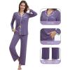 imageWiWi Womens Pajama Set Button Down Sleepwear Soft Bamboo Viscose Loungewear with Pockets 2 Piece PJ Sleepwear SXXLBlavender