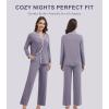 imageWiWi Womens Pajama Set Button Down Sleepwear Soft Bamboo Viscose Loungewear with Pockets 2 Piece PJ Sleepwear SXXLBpurplish Grey