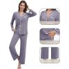 imageWiWi Womens Pajama Set Button Down Sleepwear Soft Bamboo Viscose Loungewear with Pockets 2 Piece PJ Sleepwear SXXLBpurplish Grey