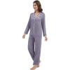 imageWiWi Womens Pajama Set Button Down Sleepwear Soft Bamboo Viscose Loungewear with Pockets 2 Piece PJ Sleepwear SXXLBpurplish Grey