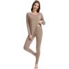 imageWiWi Womens Pajamas Leggings Lounge Set Viscose from Bamboo Sleepwear Long Sleeve Top and Pants Lightweight Pjs SXXLCamel