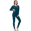 imageWiWi Womens Pajamas Leggings Lounge Set Viscose from Bamboo Sleepwear Long Sleeve Top and Pants Lightweight Pjs SXXLPeacock Blue