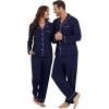 imageWiWi Couples Pajamas Set Women ampamp Men Long Sleeve 2 Piece Pj Sets Viscose from Bamboo Button Down Sleepwear SXXLNavy