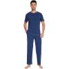imageWiWi Mens Viscose from Bamboo Pajama Set Short Sleeve Pajamas Sets with Pants Sleepwear Soft Lightweight Lounge Pj SXXLNautical Blue