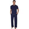 imageWiWi Mens Viscose from Bamboo Pajama Set Short Sleeve Pajamas Sets with Pants Sleepwear Soft Lightweight Lounge Pj SXXLNavy